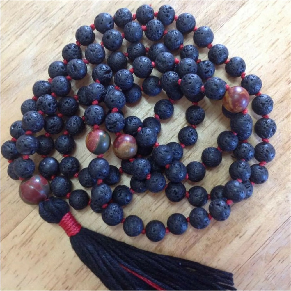 Cherry creek Jasper and Lavastone Meditation Mala - Picture 3 of 4